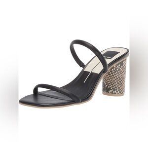 DOLCE VITA Womens Black Snake Print Elastic Strappy Square Toe Block Heel 9.5